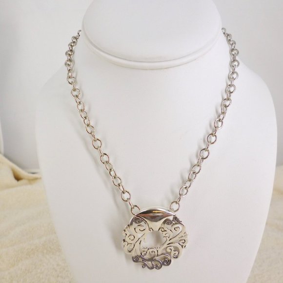 Francesca Visconti Necklace Slider Pendant Silver Tone 15" + 3" NWOT - Picture 4 of 4